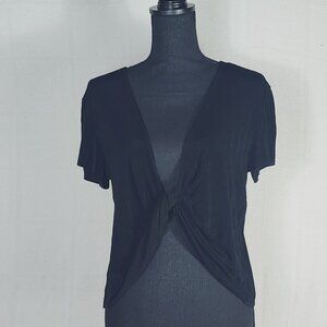 Chico's Travelers Black Acetate Span Center Knot Cap Sleeve Top Sz Chico 3 US XL